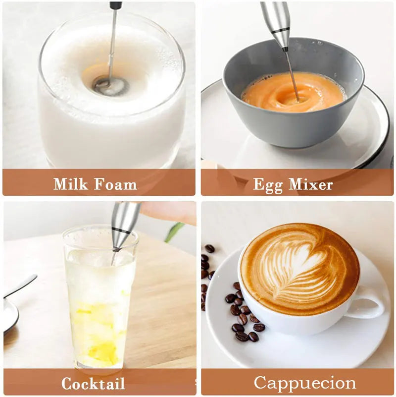 "Wireless Milk Frother & Handheld Blender, USB Mini Coffee Whisk Mixer"