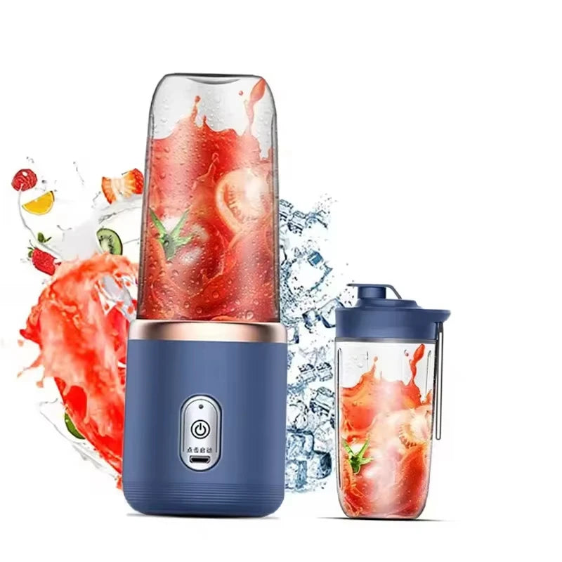 "Portable Electric Fruit Juicer - Double Cup USB Rechargeable Blender for Home Use"