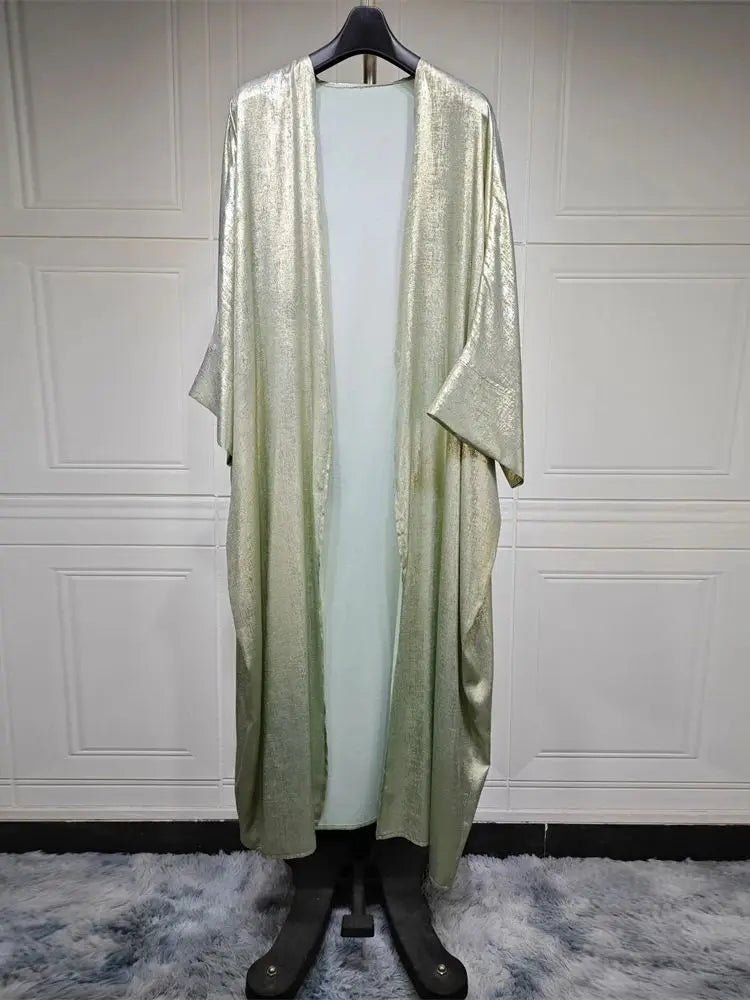 Shiny Batwing Satin Open Kimono Abaya Dubai Luxury 2024 Muslim Abayas For Women Kaftan Dress Islam Clothing Robe Femme Musulmane