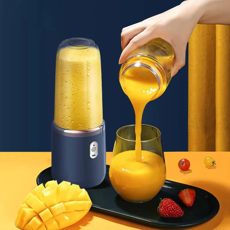 "Portable Electric Fruit Juicer - Double Cup USB Rechargeable Blender for Home Use"