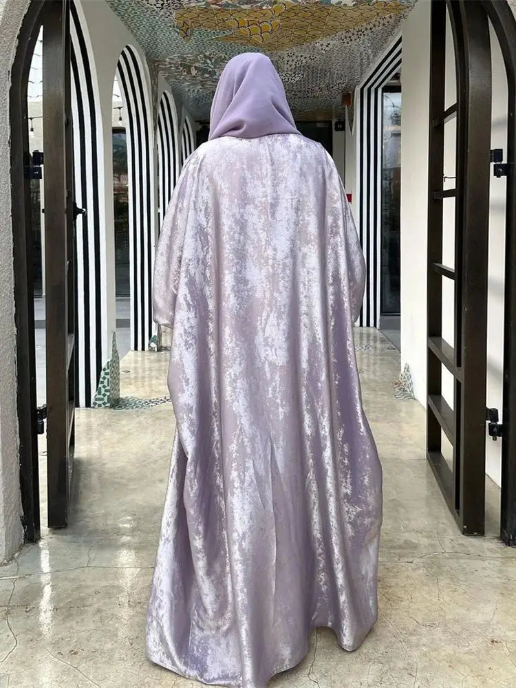 Shiny Batwing Satin Open Kimono Abaya Dubai Luxury 2024 Muslim Abayas For Women Kaftan Dress Islam Clothing Robe Femme Musulmane